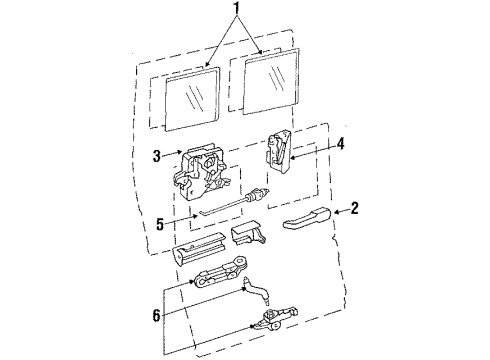 1990 Ford E-250 Econoline Side Door Actuator Diagram for E9UZ1526594A