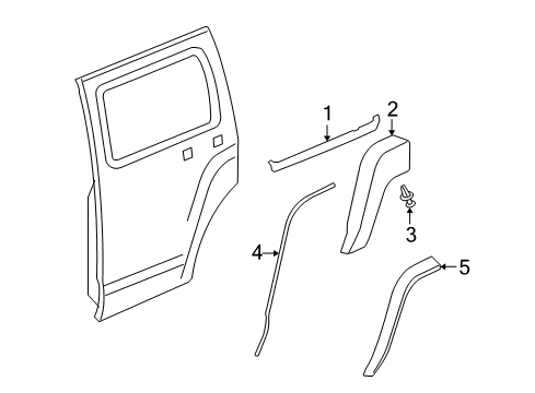 2008 Hummer H3 Exterior Trim - Rear Door Belt Weatherstrip Diagram for 20875225