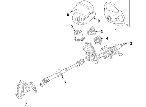2019 Toyota Highlander Steering Column & Wheel, Steering Gear & Linkage Lower Column Cover Diagram for 45287-0E030-C0