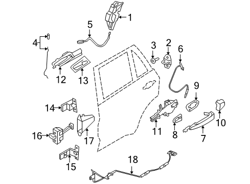 2009 BMW X6 Rear Door Rear Right Door Opener Diagram for 51229112440