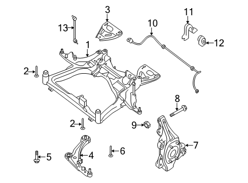 2008 Nissan Altima Front Suspension Components, Lower Control Arm, Stabilizer Bar Bush-Stabilizer Diagram for 54613-JA00A