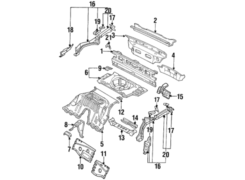 1994 Nissan 300ZX Rear Body Panel, Floor & Rails Floor-Rear, Front Diagram for 74512-30P00