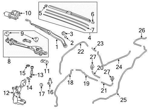 2021 Honda CR-V Wipers Motor, Washer Diagram for 76806-TLA-C01