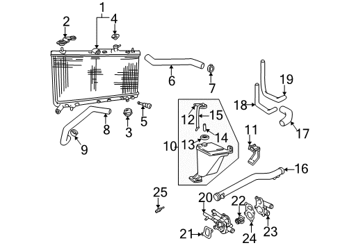 2001 Hyundai Accent Powertrain Control Hose-Radiator To Reservoir Diagram for 25443-25310