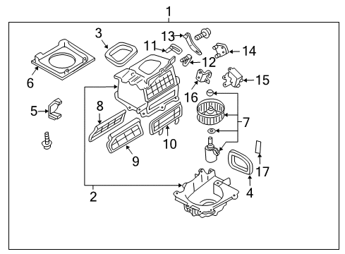 2000 Nissan Sentra Blower Motor & Fan Air Intake Box Actuator Diagram for 27730-5M010