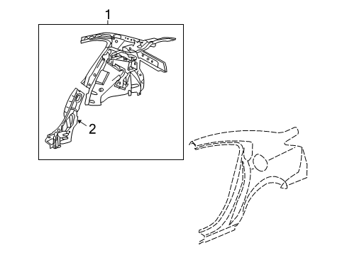 2014 Acura TL Inner Structure - Quarter Panel Panel, Left Rear Inside Diagram for 64700-TK4-325ZZ