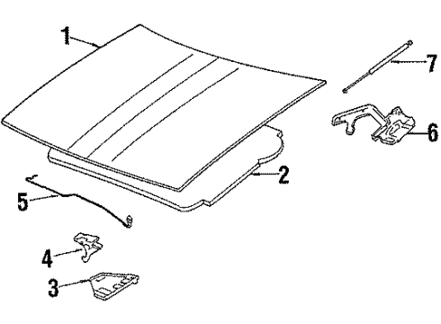 1987 Buick Skyhawk Hood & Components Hood Diagram for 22537557