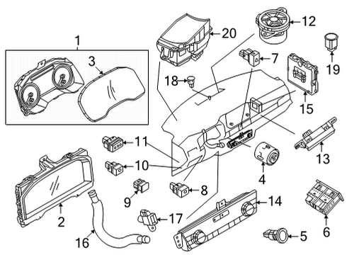 2021 Nissan Rogue Cluster & Switches, Instrument Panel Combination Meter Assy-Instrument Diagram for 24810-6RR1B