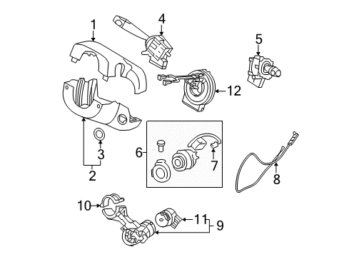 2010 Hyundai Accent Shroud, Switches & Levers Cable Assembly-Key INTERMEDIATED Lock Diagram for 81940-1E000