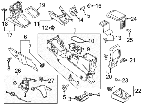 2015 Ford Fiesta Center Console Rear Panel Diagram for D2BZ-58043B63-AA