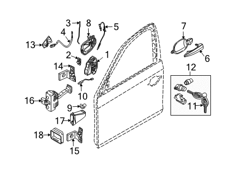 2004 BMW 530i Front Door Inside Left Door Handle Diagram for 51217076247