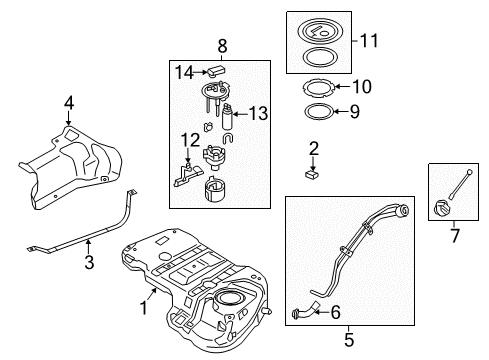 2014 Kia Sorento Fuel Supply Filler Neck & Hose Diagram for 310301U500