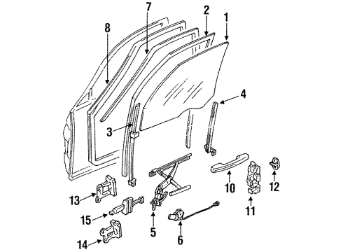 1993 Acura Legend Front Door - Glass & Hardware Bracket, Passenger Side Handle Inside Diagram for 83505-SP1-A01