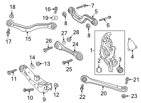 2019 Chevrolet Blazer Rear Suspension, Lower Control Arm, Ride Control, Stabilizer Bar, Suspension Components Trailing Arm Diagram for 23416584