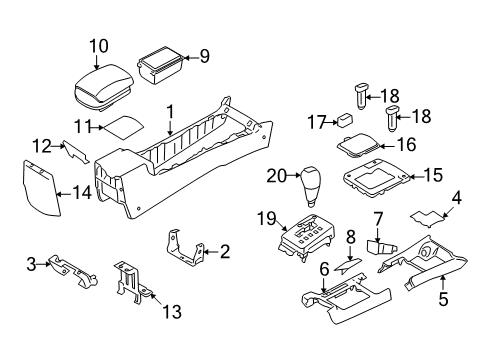 2008 Hyundai Sonata Center Console Knob Assembly-Gear Shift Lever Diagram for 46720-3K110-CH