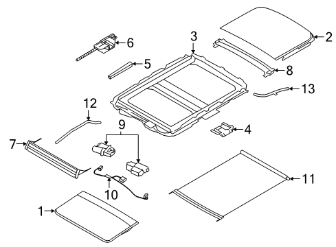 2014 Lincoln MKS Sunroof Fixed Glass Diagram for 8A5Z-54500A18-B