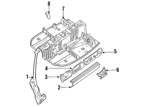 1994 Toyota MR2 Hinge Pillar, Rocker, Floor Reinforcement Diagram for 61413-17020