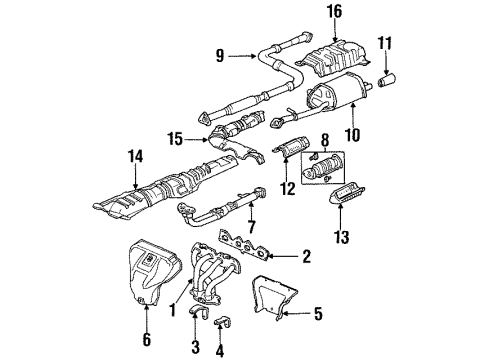 1993 Honda Prelude Exhaust Manifold Muffler Set, Exhuast Diagram for 18030-SS0-506