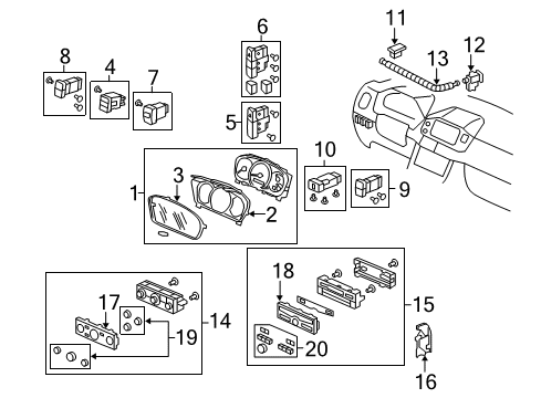 2008 Honda Pilot Switches Switch Assembly, Lighting & Turn Signal Diagram for 35255-S5K-F12