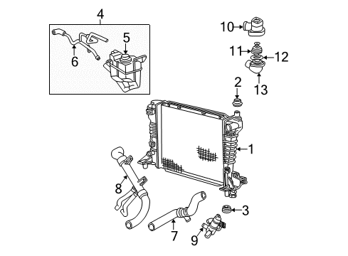 2001 Lincoln LS Radiator & Components Lower Hose Diagram for XW4Z-8286-BA