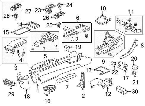 2018 Honda Civic Parking Brake Holder Assy, Usb Diagram for 39115-TBA-A51