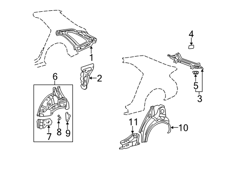 Diagram for 2003 Lexus IS300 Inner Structure - Quarter Panel 
