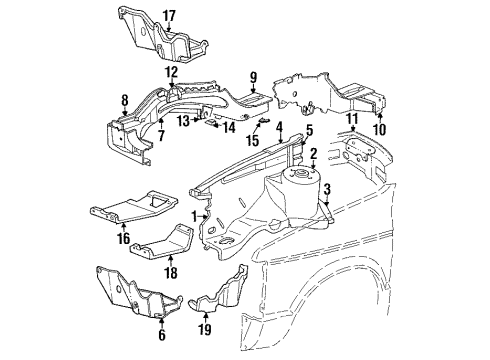 1990 Dodge Caravan Structural Components & Rails Shield Diagram for 4674356