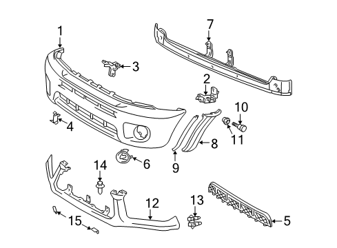 2005 Toyota RAV4 Front Bumper Bracket Protector Diagram for 53149-46010