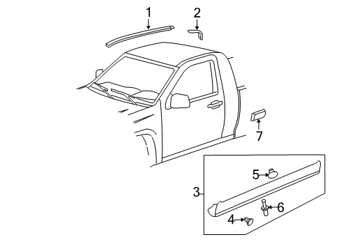 2005 Chevrolet Colorado Exterior Trim - Cab Roof Molding Diagram for 20876480