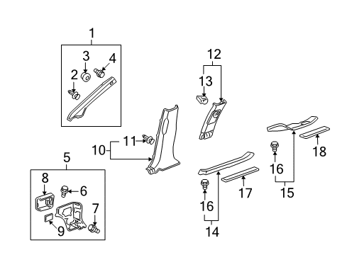 2010 Acura MDX Interior Trim - Pillars, Rocker & Floor Garnish Right Front (Light Cream Ivory) Diagram for 84101-STX-A02ZD