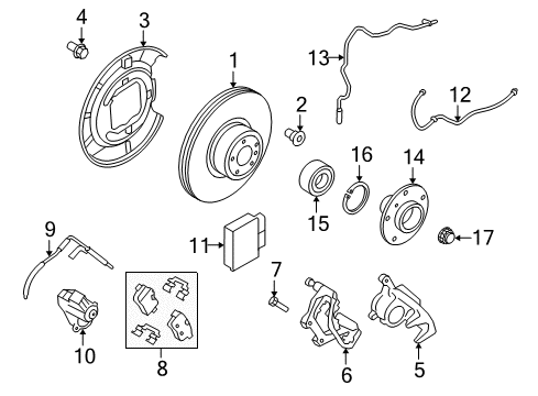 2013 BMW Z4 Brake Components Rear Abs Wheel Speed Sensor Diagram for 34356784619