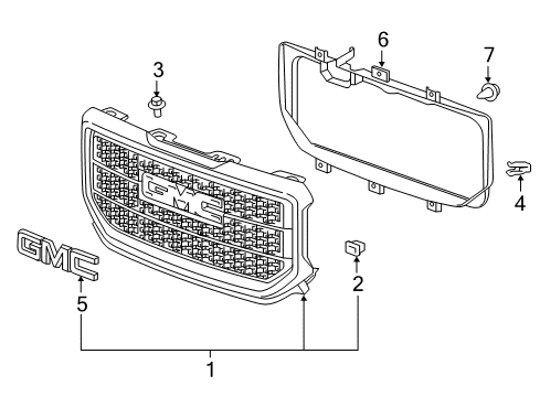 2017 GMC Sierra 1500 Grille & Components Grille Asm-Front *Chrome Diagram for 23496245