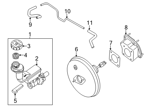 2018 Nissan Rogue Sport Dash Panel Components Hose-Brake Booster Diagram for 47474-6MA0A