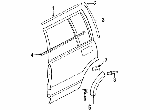 1997 Acura SLX Exterior Trim - Rear Door Seal Waist Rear Door Diagram for 8-94358-618-6