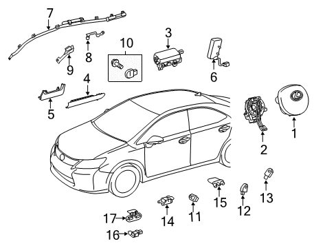 2013 Lexus CT200h Air Bag Components Sensor Assembly, Air Bag Diagram for 89170-76210