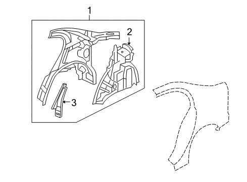 2009 Honda Civic Inner Structure - Quarter Panel Wheelhouse, L. RR. Diagram for 64730-SNC-A00ZZ