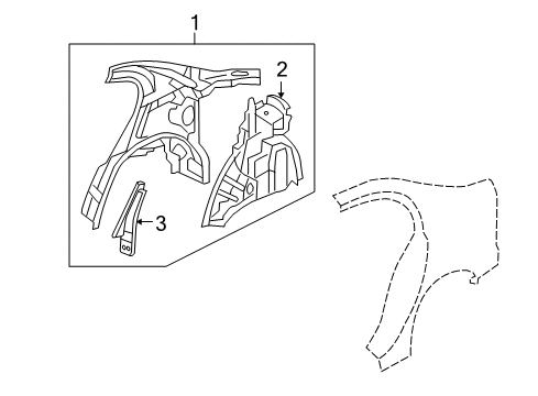 2009 Honda Civic Inner Structure - Quarter Panel Wheelhouse, R. RR. Diagram for 64330-SNC-A02ZZ