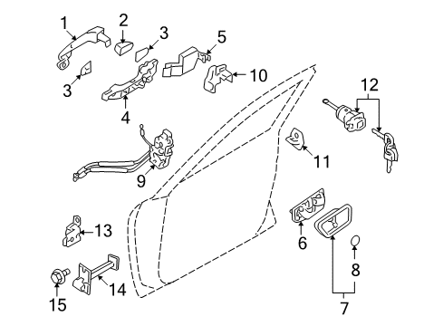 2006 Hyundai Sonata Front Door Interior Door Handle Assembly, Left Diagram for 82610-3K020-XZ