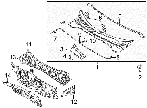 2018 Kia Soul EV Cowl Insulator-Dash Panel Diagram for 84124E4000