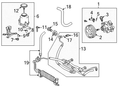 2010 Toyota Land Cruiser Power Steering Pump & Cooler Lines Union, Power Steering Suction Port Diagram for 44337-60220
