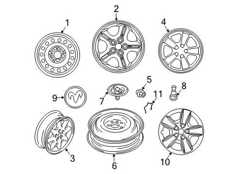 2005 Dodge Stratus Wheels, Covers & Trim Steel Wheel Diagram for MB929941