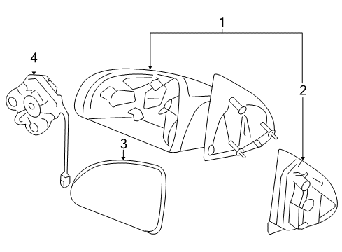 2005 Chevrolet Cobalt Mirrors Mirror Assembly Diagram for 25831893