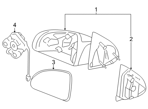 2005 Chevrolet Cobalt Mirrors Mirror Glass Diagram for 15263098