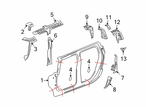 2005 Hummer H2 Uniside Striker Reinforcement Diagram for 25740217