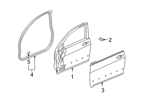 2008 Acura TL Front Door Sub-Seal, Left Front Door Diagram for 72365-SEP-A11