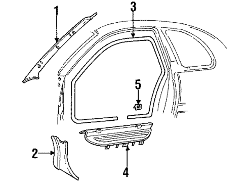 1999 Plymouth Neon Interior Trim - Pillars, Rocker & Floor WELT-Door Opening Diagram for GM66DX9AB