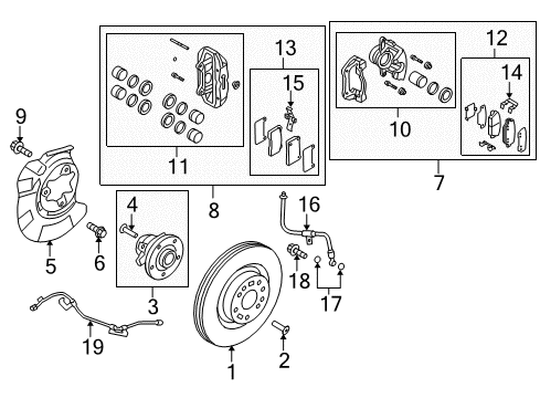 2013 Hyundai Genesis Coupe Brake Components Disc-Front Wheel Brake Diagram for 51712-2M000