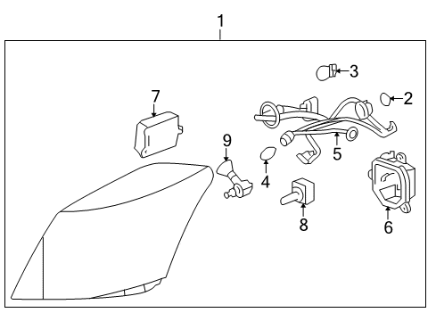 2004 Cadillac XLR Headlamps Headlamp Asm-(W/ Front Side Marker & Parking & T/Side Diagram for 10349880