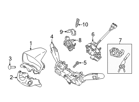 2022 Hyundai Accent Shroud, Switches & Levers Key Sub Set-Steering Lock Diagram for 81900-J0B00