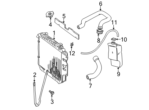 1998 Jeep Wrangler Radiator & Components Engine Cooling Radiator Diagram for 55037654AB